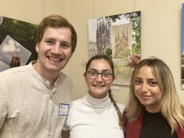 Felix Deser (Germany), Irem Isak (Turkey) and Rayane Njeim (Lebanon) at the 2025 fall mixer